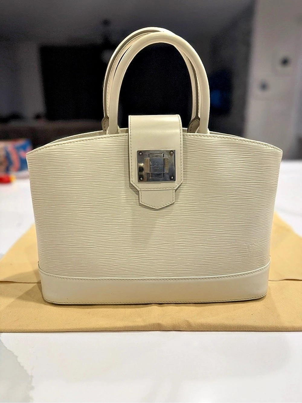 Louis Vuitton Mirabeau PM Epi Leather Satchel in Cream